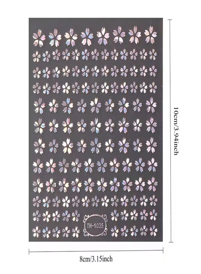 SINSEN Flower Nail Art Stickers Decals Laser Cheery Blossom Flowers Nail Stickers 6PCS 3D Holographic Elegant Flower Stickers Japanese Style Self-Adhesive Nail Art Supplies Manicure Sliders for Women Girls - Image 5